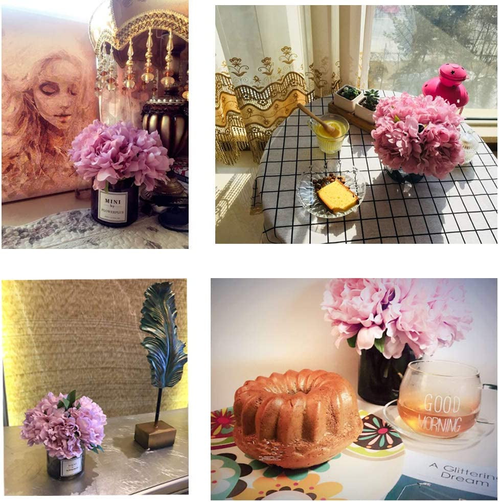 ,Artificial Flowers with Vase, Fake Peony Flowers in Gray Vase,Faux Flower Arrangements for Home Decor,Light Lilac ,Small