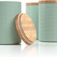 Kitchen Canisters with Bamboo Lids, Airtight Metal Canister Set, Coffee, Sugar, Tea, Flour Storage Containers, Farmhouse Kitchen Decor, Mint, 5.25” X 6.75”, Set of 3