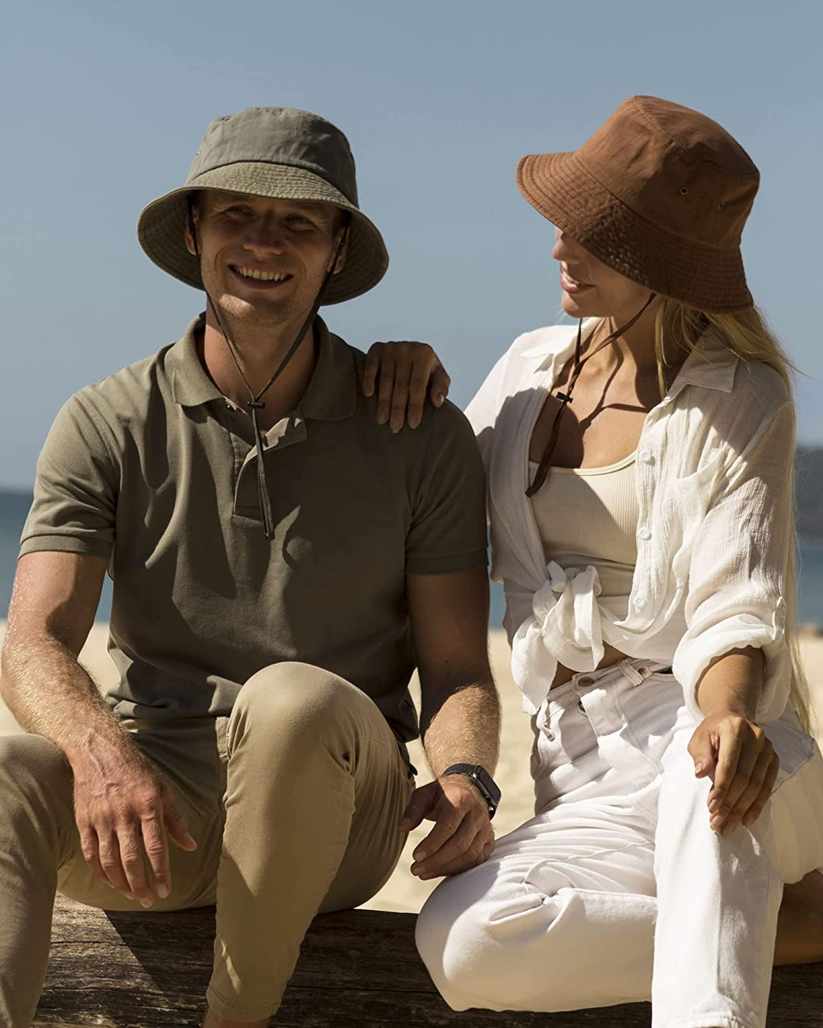 FURTALK Bucket Hats for Women Washed Cotton Packable Summer Beach Sun Hats Mens Womens Bucket Hat with Strings for Travel