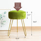 Mid Century Modern Velvet Upholstered Pleated round Footrest Stool Ottoman with Metal Legs, Home Multifunctional Luxury Ottoman Suitable for Living Room and Bedroom