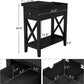 Flip Top Open End Table, Narrow Side Table Slim End Table for Living Room Bedroom, Black