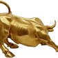 Feng Shui Fortune Brass W Street Bull Statue, Sculpture Home Decoration Golden Copper Bull Represents Good Luck of Career and Wealth