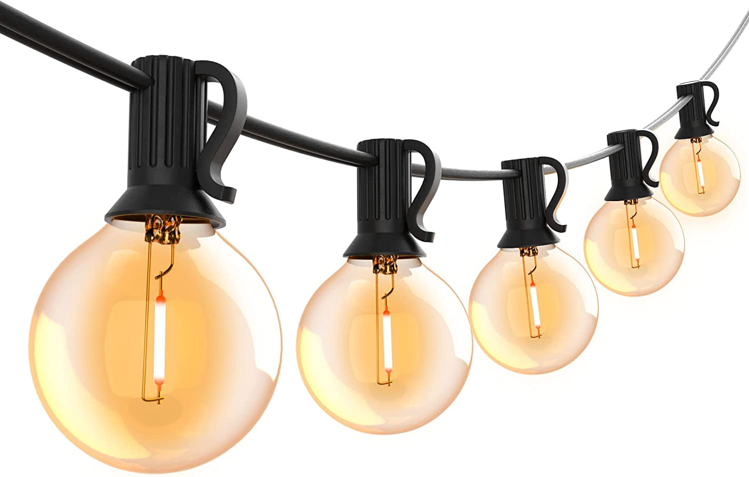 Outdoor String Lights Led 50Ft Patio Lights with 26 G40 Shatterproof Clear Bulbs, 2700K Globe Hanging Lights for Backyard, Porch, Balcony, Hanging Lights for Birthday Party