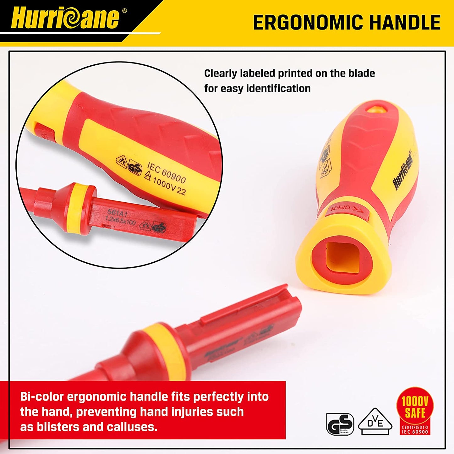 HURRICANE 1000V Insulated Electrician Screwdriver Set, All-In-One Premium Professional 13-Pieces CR-V Magnetic Phillips Slotted Pozidriv Torx Screwdriver