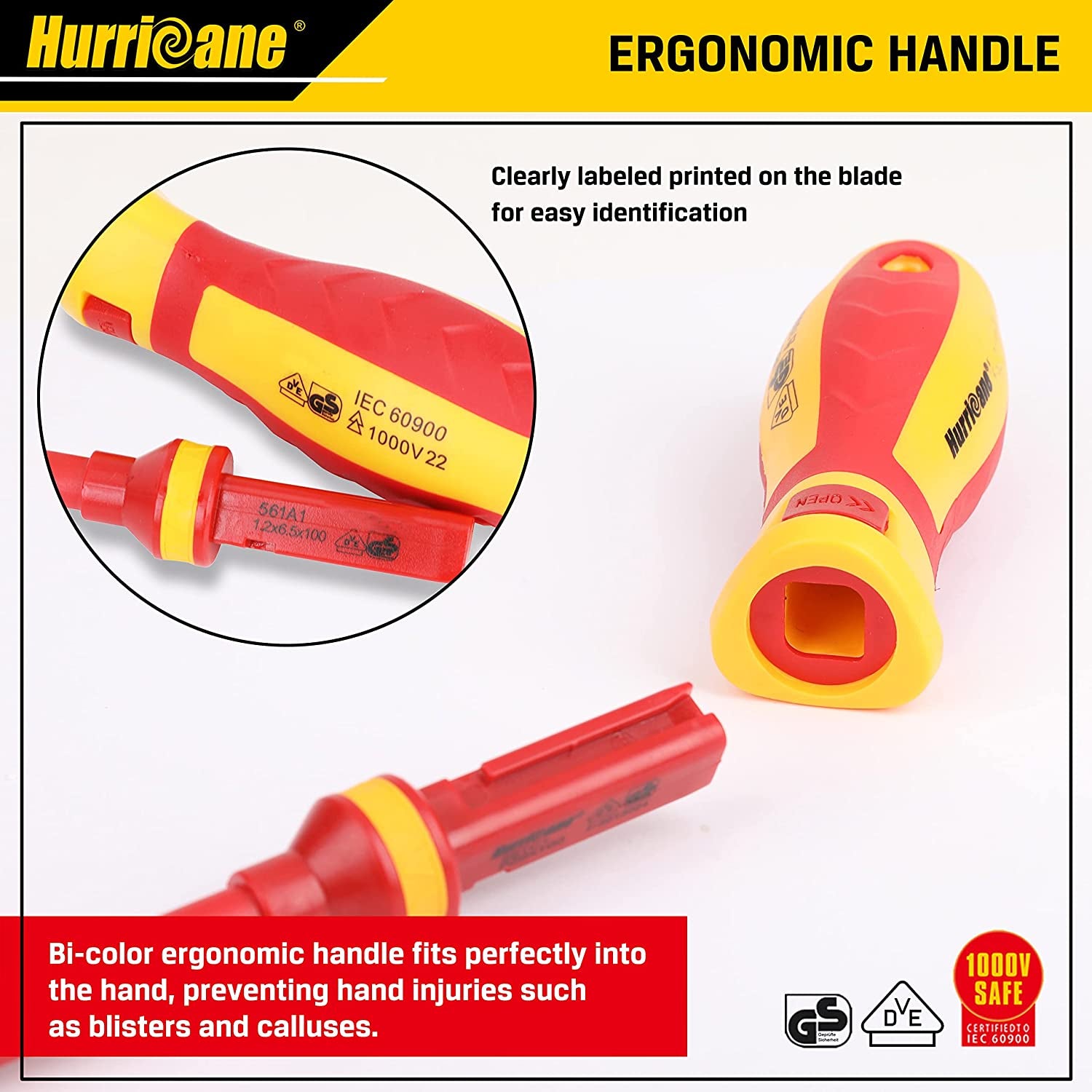 HURRICANE 1000V Insulated Electrician Screwdriver Set, All-In-One Premium Professional 13-Pieces CR-V Magnetic Phillips Slotted Pozidriv Torx Screwdriver