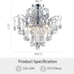 Crystal Chandelier Flushmount Ceiling Light Modern Lighting Fixture for Bedroom Hallway Bar Kitchen Bathroom, H 17.5'' X W 19.3'', E12 Base, Chrome