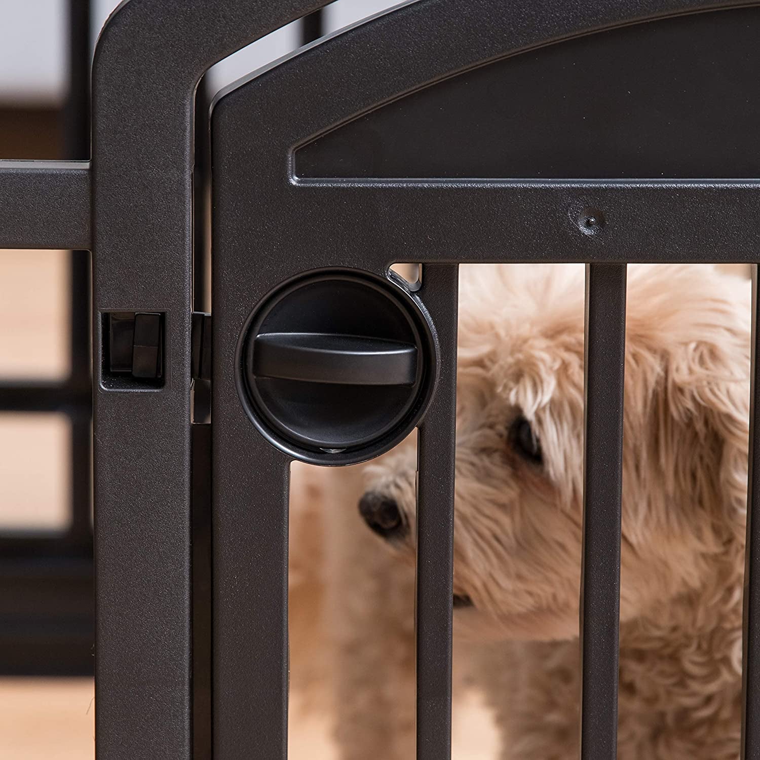 IRIS USA Dog Playpen, Exercise Pet Playpen with Door for Small & Medium Dogs, 4-Panel, 24" H, Black
