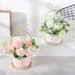 Artificial Flowers Fake Peony Silk Hydrangea Flower with Vase Flower Décor Arrangements for Wedding Decoration Table Centerpieces(Pink with Vase Set)