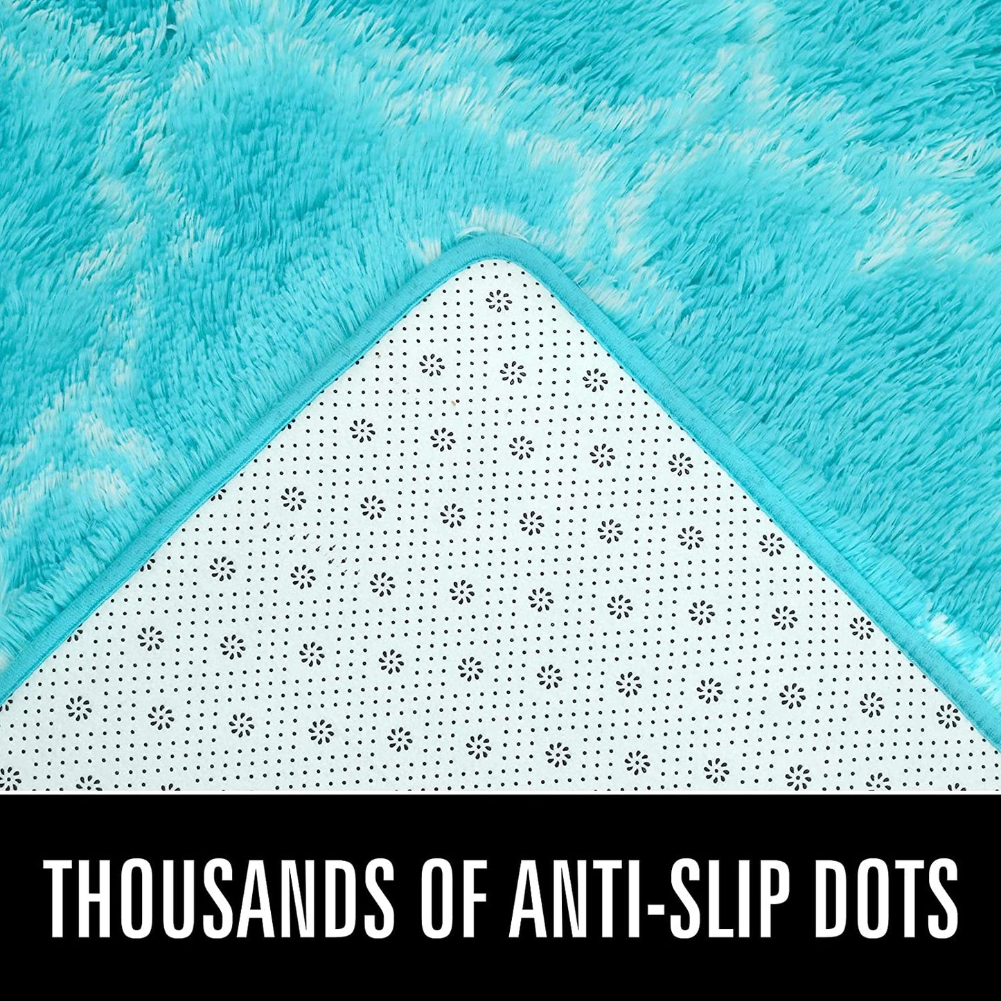 Luxury Shag Area Rug Modern Indoor Plush Fluffy Rugs, Extra Soft and Comfy Carpet, Geometric Moroccan Rugs for Bedroom Living Room Girls Kids Nursery, 5X8 Feet Blue/White