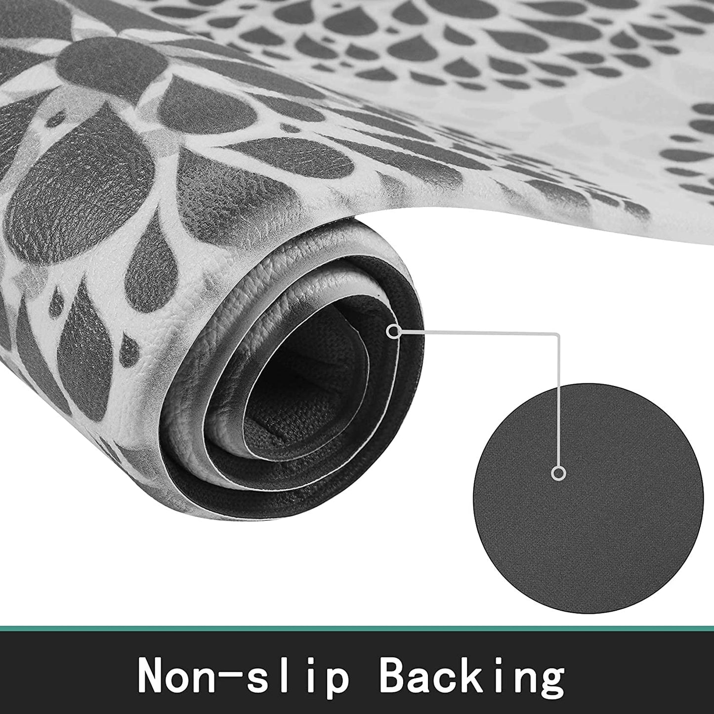 Kitchen Rugs Set anti Fatigue Kitchen Floor Mat Easy to Clean 2Piece Non Slip Comfort PVC Leather Heavy Duty Standing Mats Indoor Outdoor (Grey Drop)