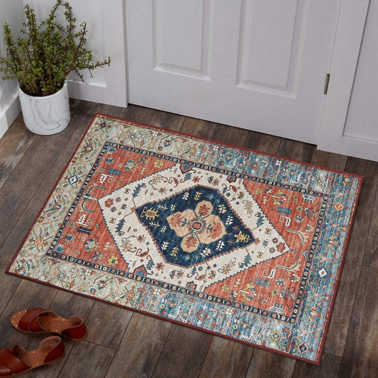 Collection Traditional Area Rug - 2’ X 3’Non-Slip Distressed Vintage Persian Oriental Area Rug Small Accent Throw Low Pile Rugs Floor Carpet for Door Mat Entryway Bedrooms Decor