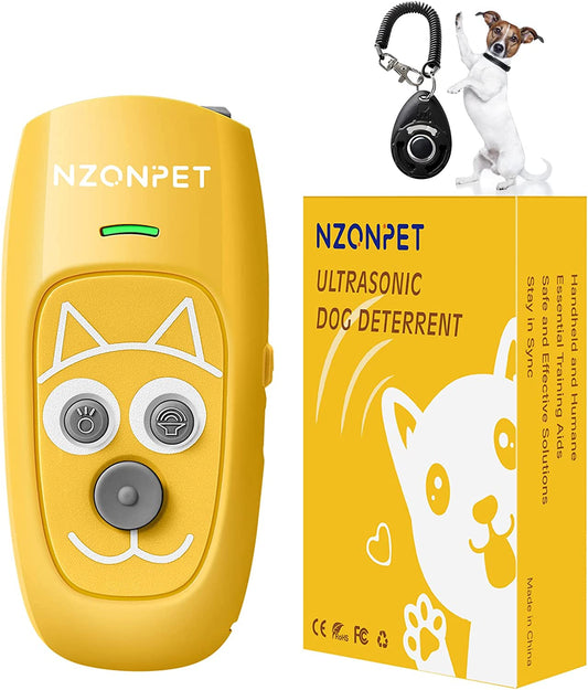 anti Barking Device, Ultrasonic 3 in 1 Dog Barking Deterrent Devices, 3 Frequency Dog Training and Bark Control 16.4Ft Range Rechargeable with LED Light and Wrist Strap Yellow