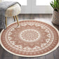 Cotton round Area Rug Hand Woven Cotton Area Rug with Tassels Fringe Washable Chic Bohemian Mandala Indoor Throw Rugs for Living Room Bedroom (4 Ft Diameter, Mandala-Beige)
