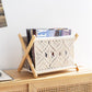 Macrame Magazine Rack Boho Magazine Holder Storage Standing Basket for Books, Newspapers, Swaddle Blanket, Living Room, Bathroom, Office, Nursery, Home Decor, Medium Size, 14’’L X 10’’W