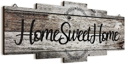 Home Sweet Home Sign, Rustic Wood Home Wall Decor, Large Farmhouse Home Sign Plaque Wall Hanging Wooden Sign for Bedroom, Living Room, Wall, Wedding Decor (Gray)