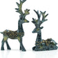 2PCS Reindeer Figurines,Nordic Modern Style Resin Sitting and Standing Deer Statue Decorations for Office Bedroom Family Living Room (Blue)