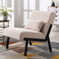 Cream Accent Chair for Living Room Tuffed Upholstered Sofa Chairs Fabric Armless Contemporary Accent Chair Mid Century Fabric Roll Arm Living Room Chair with Metal Legs