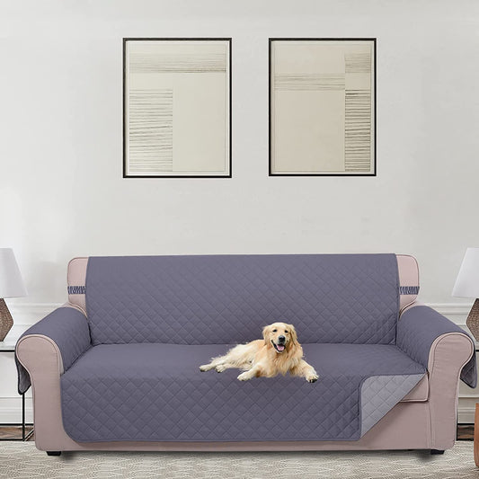 Large Sofa Cover Reversible Couch Cover for Dogs with Elastic Straps Water Resistant Furniture Protector for Pets Couch Cover for 4 Cushion Couch (Oversized Sofa,Dark Grey/Light Grey)