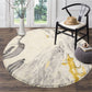 round Area Rugs 3' Diameter Modern Abstract Beige Marble Throw Rugs Super Soft Velvet Non-Slip Chic Distressed Accent Floor Carpet for Bedroom Living Room Nursery Decor
