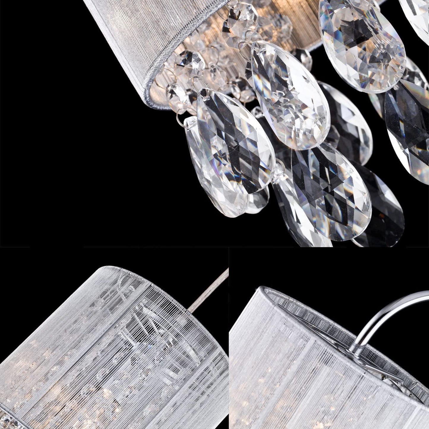 Ecopower Lighting Modern Metal Crystal Wall Sconce--1 Light