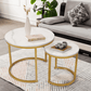 Amzdeal Modern Round Nesting Coffee Table,Set of 2, Marble