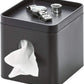 Facial Tissue Box Cover with Storage Tray, the Cade Collection – 6.1" X 5.15" X 5.4", Matte Black