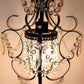 Mini Chandelier Black Crystal Chandelier 1 Light Elegant Chandelier Crystal Iron Ceiling Light Fixture for Bedroom,Farmhouse,Foyer