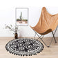 round Area Rugs 2Ft with Pom Pom Ball Fringe Black and Beige Soft Velvet Small Throw Rugs Non-Slip Boho Geometric Floor Carpet for Bedroom Living Room Bathroom Home Decor