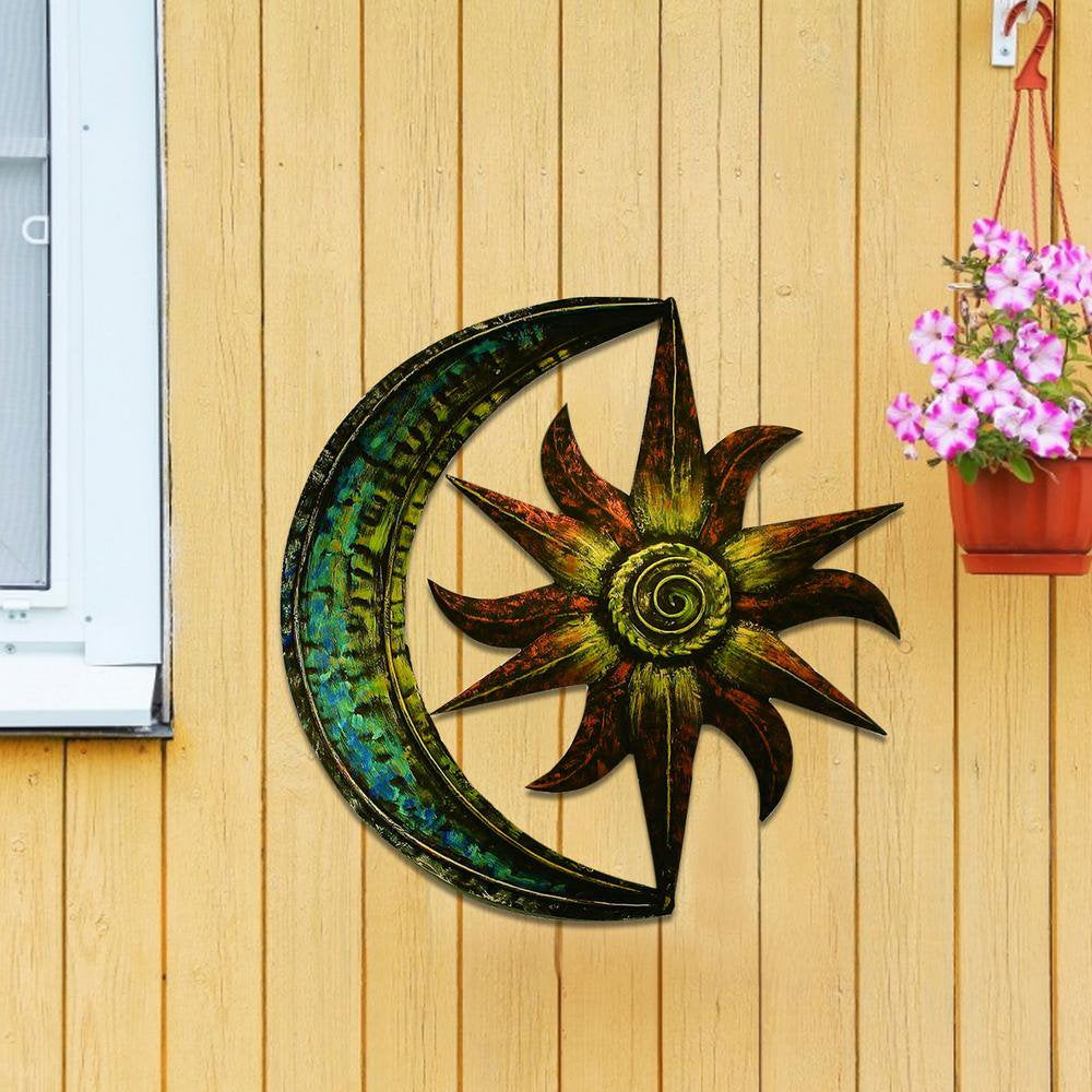 Celestial Themed Metal Wall Decor Metal Wall Art Moon Star Shape Iron Showpiece Metal Wall Decor Ideas Sun Moon Wall Art Celestial Themed Home Yard Wall Decor,11.42*11.42In