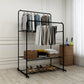 Garment Rack Freestanding Hanger Double Pole Multi-functional Bedroom Clothing Rack,Metal Clothing Garment Rack with Shelves,Black