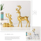 Nordic Style Origami Elk,Resin Sitting Standing Deer Statues, Creative Craft Reindeer Figurines, Ornaments Living Room TV Cabinet Wine Cabinet Gifts for Home Decoration One Pair (Golden)