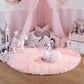 Super Soft Circle Rugs for Girls Princess Castle Toddlers Play Tent 41” Diameter Circular Area Rugs for Kids Bedroom Baby Room Decor round Shag Playhouse Carpets and Nursery Rugs (Pink)