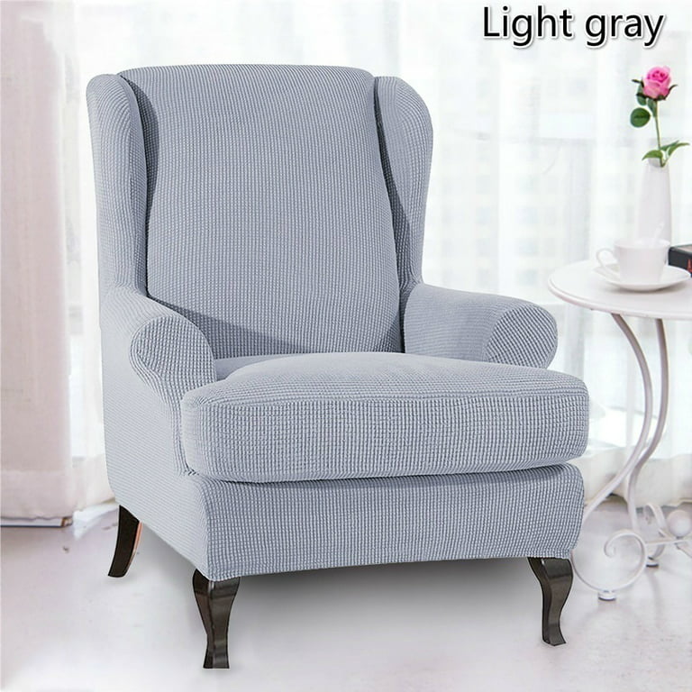 2-Piece Stretch Jacquard Spandex Fabric Wing Back Wingback Armchair Chair Slipcovers (Wing Chair)