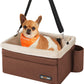 Dog Car Seat, Pet Booster Seat for Small Dogs up to 18 Lb, with Adjustable Straps, Removable Washable Fleece Liner, 4 Pockets, for Front Seats, Back Seats, Brown and Beige UPBS042K01