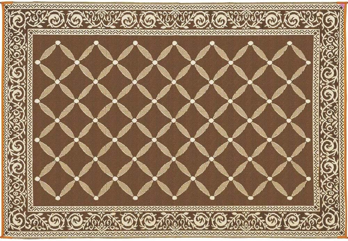 119127 9-Feet by 12-Feet Reversible Mat, Plastic Straw Rug, Large Floor Mat for Outdoors, RV, Patio, Backyard, Picnic, Beach, Camping (Brown/Beige)
