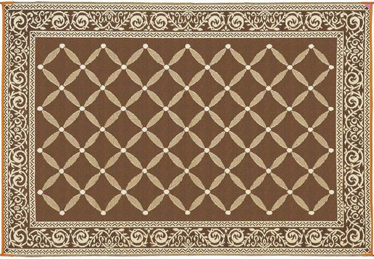 119127 9-Feet by 12-Feet Reversible Mat, Plastic Straw Rug, Large Floor Mat for Outdoors, RV, Patio, Backyard, Picnic, Beach, Camping (Brown/Beige)