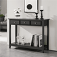 Topeakmart 3-Drawer Wooden Console Table Entryway Table with Storage Shelf Pine Wood Legs, Black
