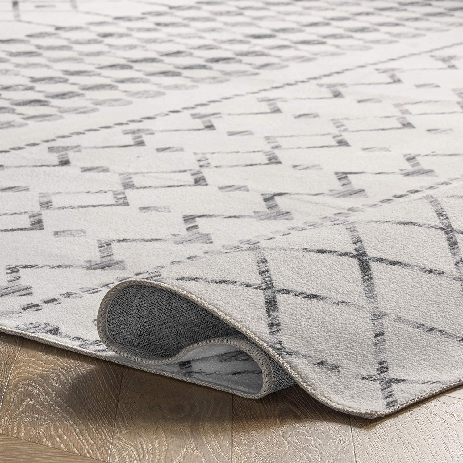 Moroccan Blythe Machine Washable Area Rug, 4' X 6', Grey