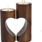 Tea Light Candle Holders for Table Centerpiece, Decorative Wood Tealight Candle Holder Set, Unity Heart Candle Holder for Home Décor
