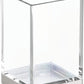 Mdesign Plastic Bathroom Vanity Counter Organizers, Dispenser Pump, Toothbrush Stand, Storage Jar, Soap Dish, for Cotton Swabs, Toothpaste, Makeup, Lumiere Collection, Clear/Brushed Chrome