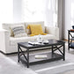 Wood 2-Tier Black Coffee Table with Storage Shelf for Living Room, X Design Accent Cocktail Table, Easy Assembly Home Furniture, 39.5 X 21.5 X 18 Inches