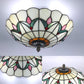 12 Inch Vintage Chandeliers Light Tiffany Style Ceiling Light Fixture Stained Glass Flower Flush Mount Ceiling Lighting Fixtures Lamps