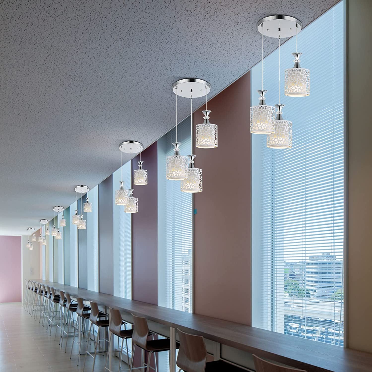 NOPTEG 3 Lights Modern Petal Ceiling Light LED Pendant Lamp Dining Room Chandelier (White)