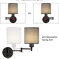 Plug in Wall Light Fixtures, Set of 2 Swing Arm Wall Lamps with Grey Linen Lampshade, Modern Bedside Wall Sconce for Bedroom Hallway Living Room Study