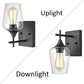 Industrial Glass Wall Sconces Lighting 2-Pack Bathroom Vanity Light Black Finish