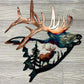 Home Collection Metal Wall Decor, Elk Deer Metal Wall Art Sculpture Silhouette Craft with Rustic Cabin Décor Finish Wall Decor Hanging for Living Room, Bedroom, Bathroom Indoor, 12.8 Inch