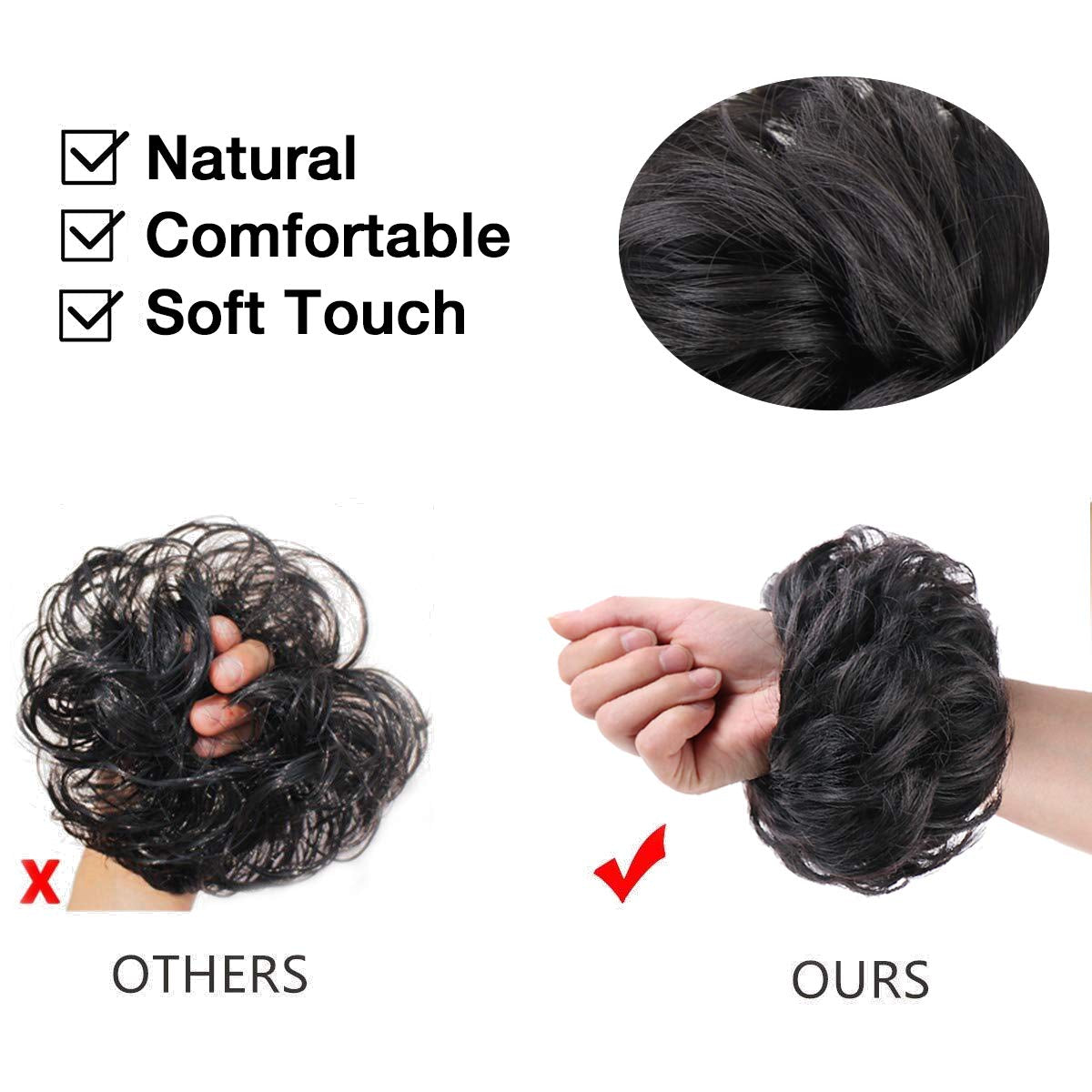 1PCS Messy Hair Bun Hair Scrunchies Extension Curly Wavy Messy Synthetic Chignon for Women Updo Hairpiece