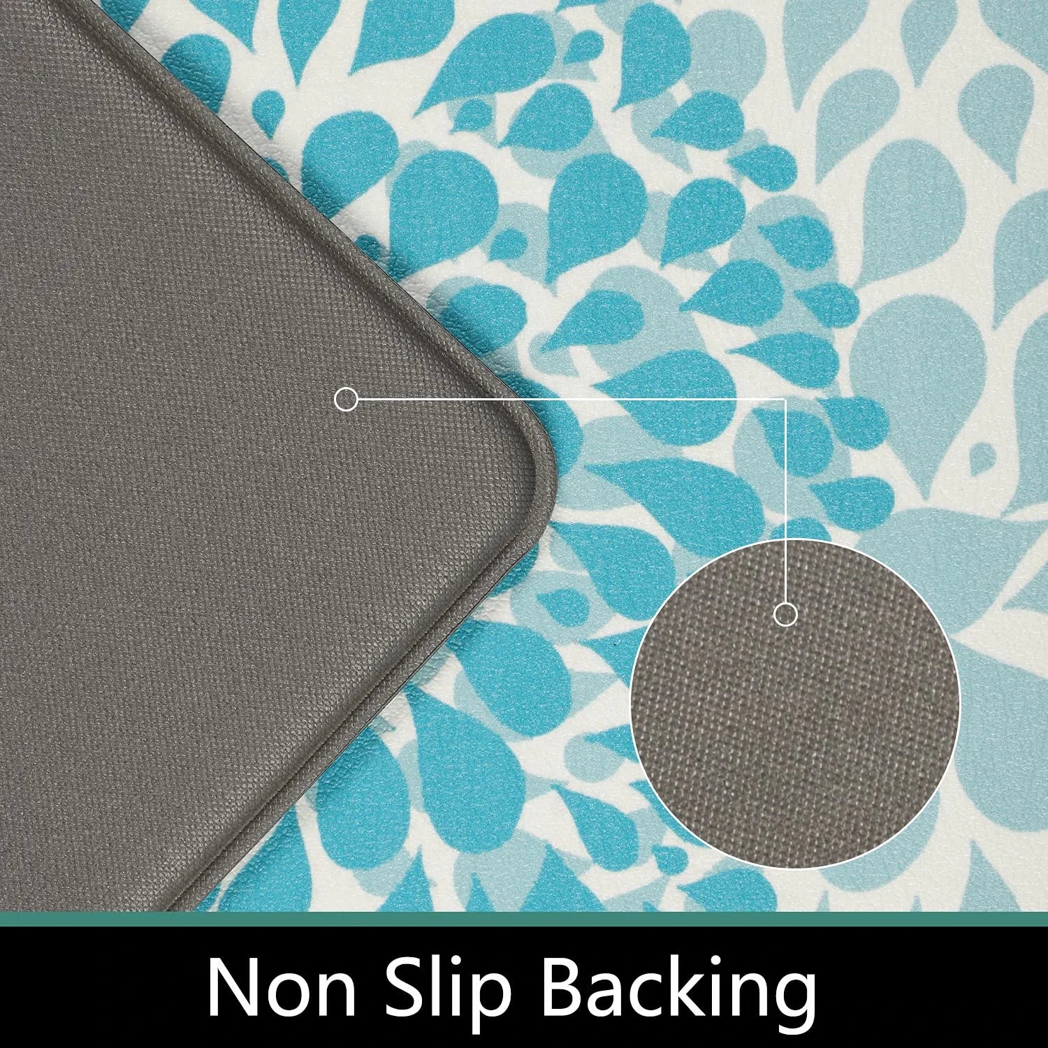 Kitchen Rugs Set anti Fatigue Kitchen Floor Mat Easy to Clean 2Piece Non Slip Comfort PVC Leather Heavy Duty Standing Mats Indoor Outdoor(17.3"×28" and 17.3"×47")