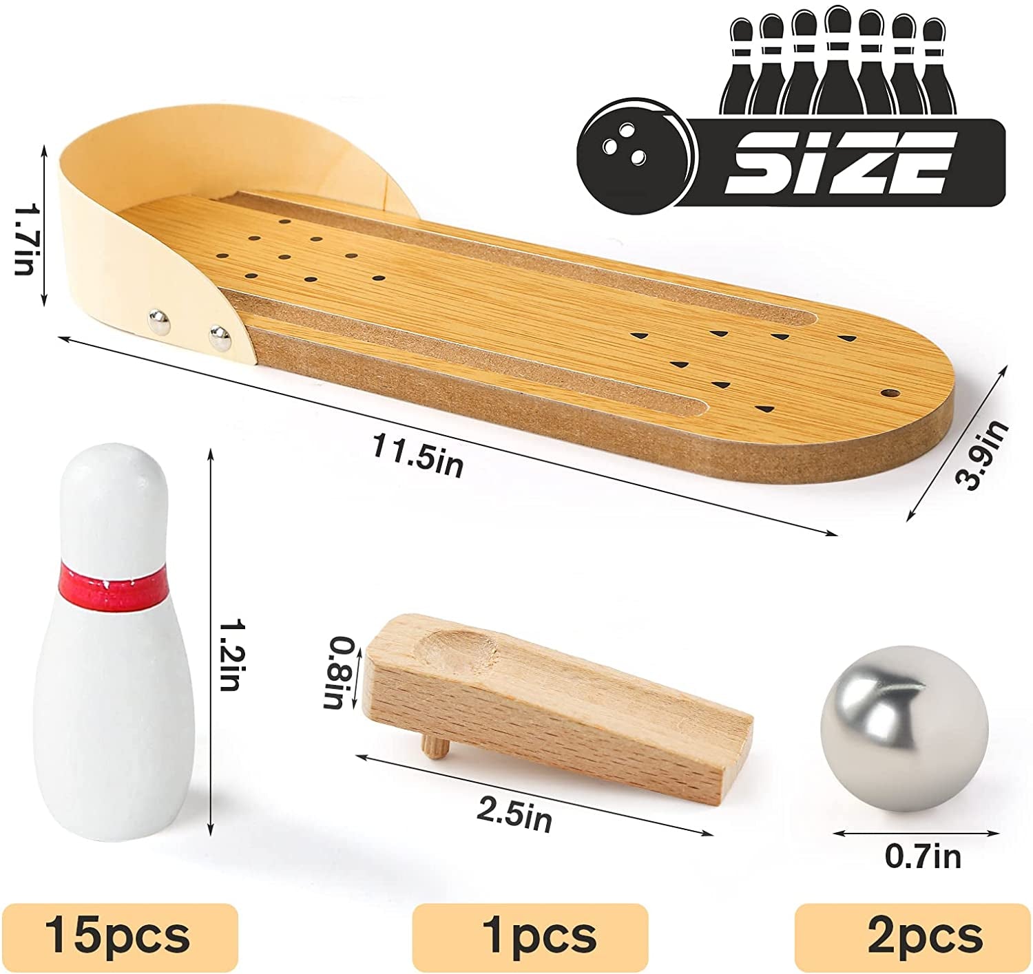 Mini Bowling Set, Wooden Tabletop Bowling Game Desk Toys Desktop Bowling Home Bowling Alleys, Desk Gifts for Coworkers