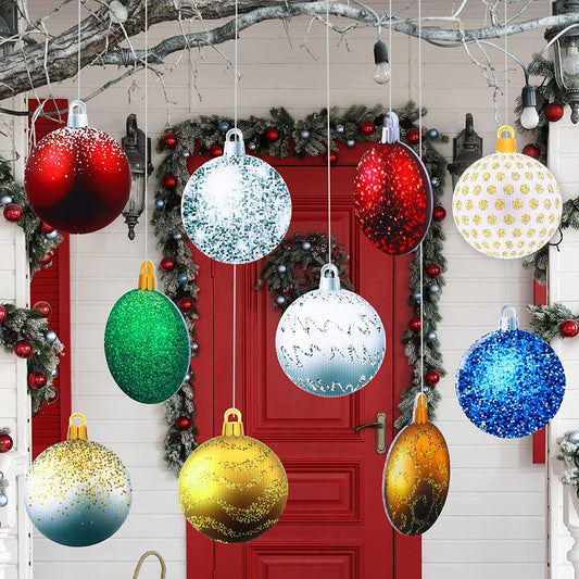 Outdoor Double Sided Lawn Decorations Christmas Decorations Outdoor Yard Hanging Ornaments (Not Ball) with 328 Feet Silver Cord for Christmas Porch Tree Decor (Flash Style)